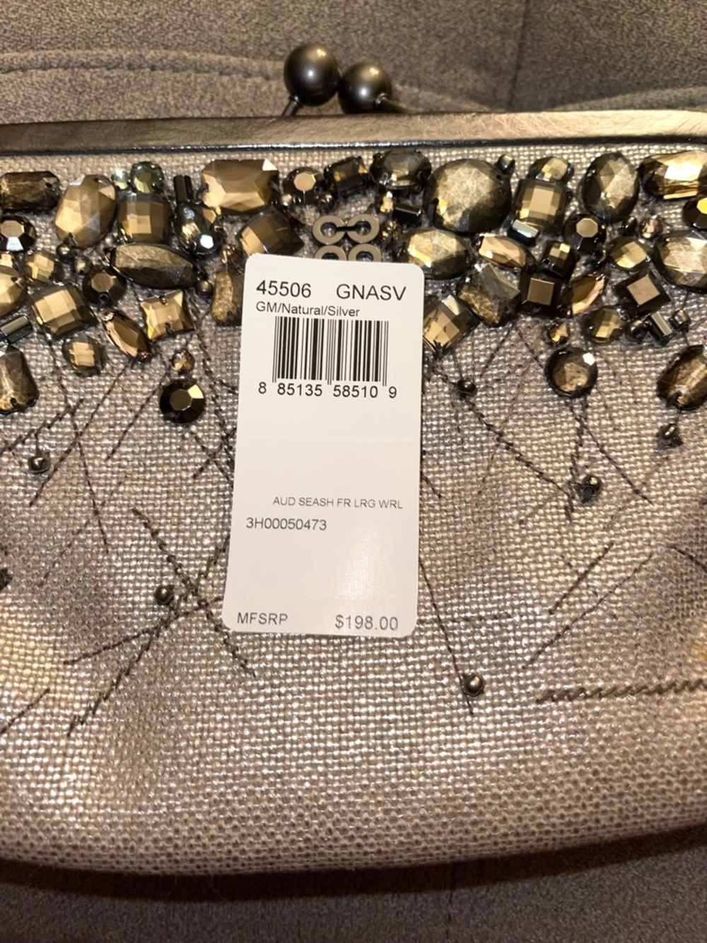 NWT! COACH EMBELLISHED AUDREY SEASHELL KISSLOCK CLUTCH NATURAL/SILVER BAG 45506 - Picture 5 of 5